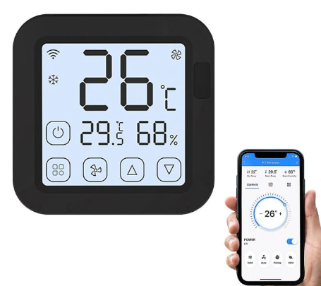 Modern smart thermostat being installed with wifi connectivity for home automation